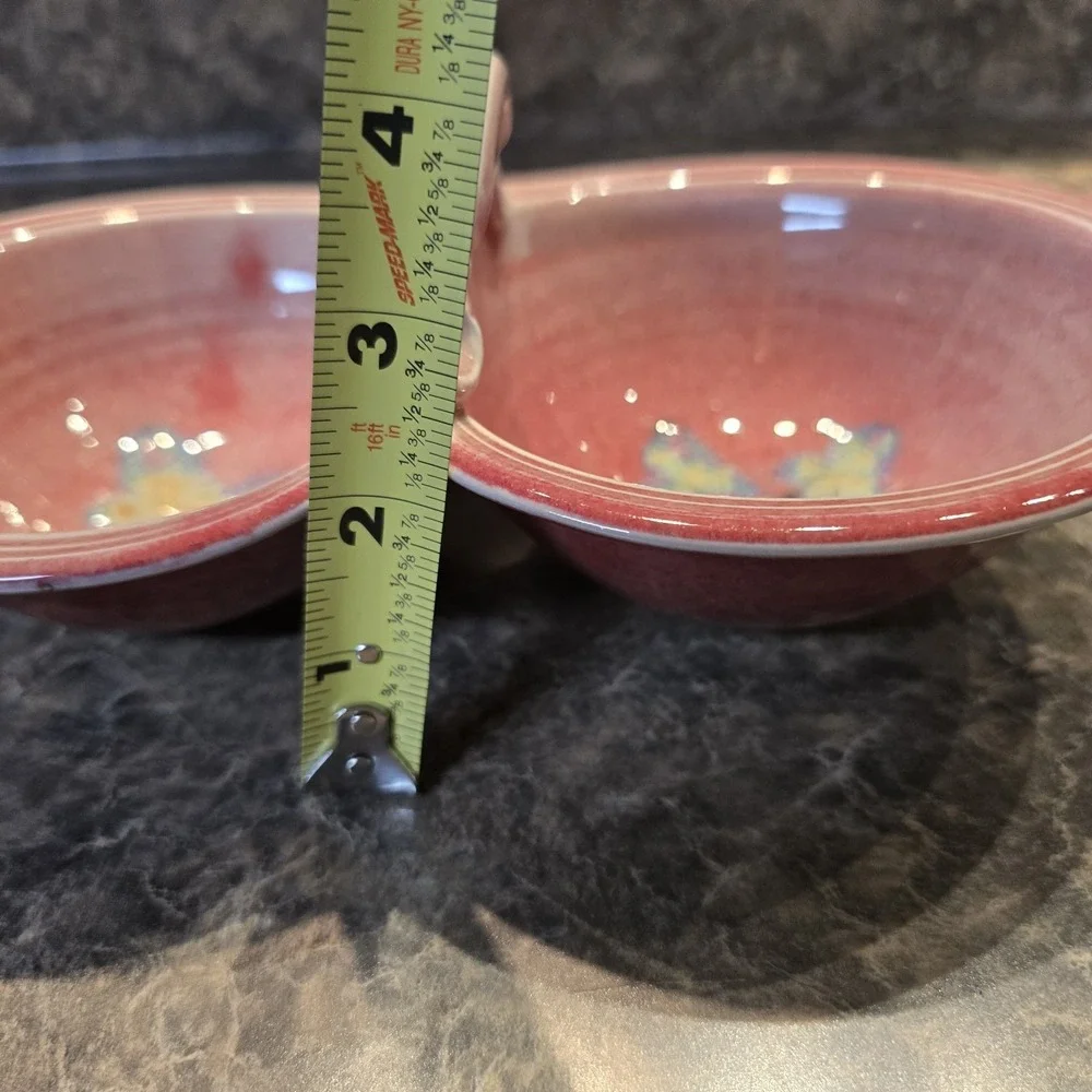 Handmade Double Serving Dish Signed Chuck Moore & Bonnie‎ Sargent Pottery